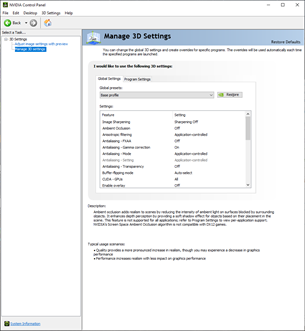 Manage 3D Settings